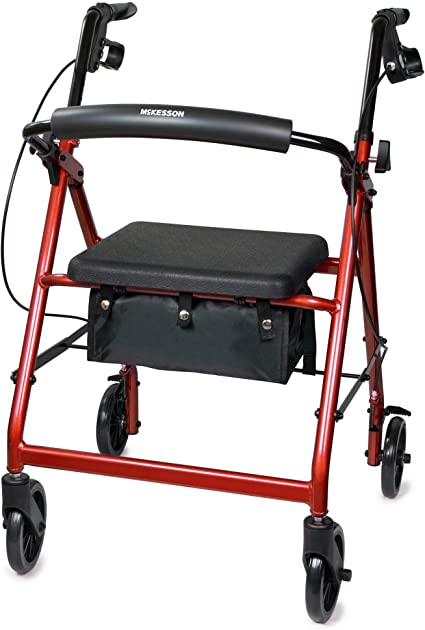 Rollator, Red Folding Steel Frame